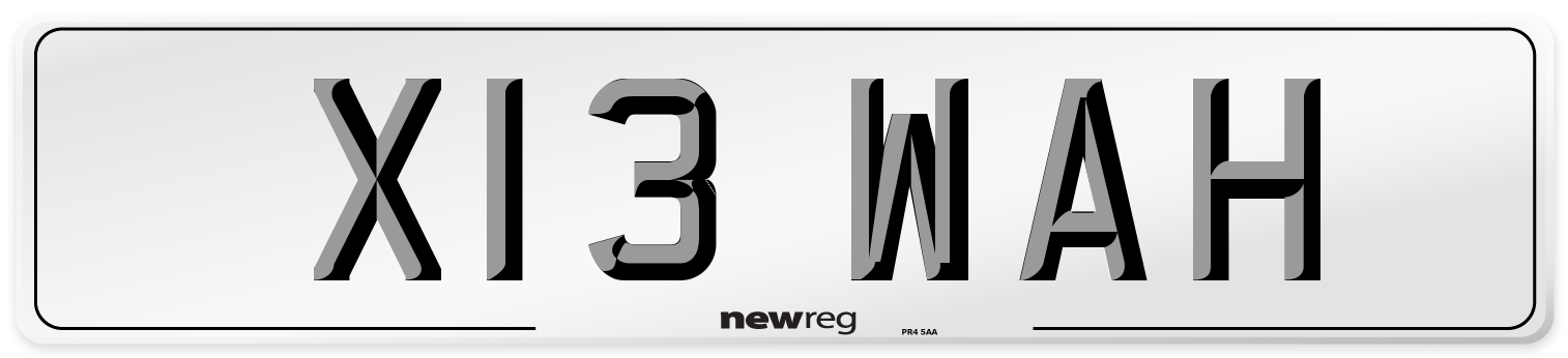 X13 WAH Number Plate from New Reg